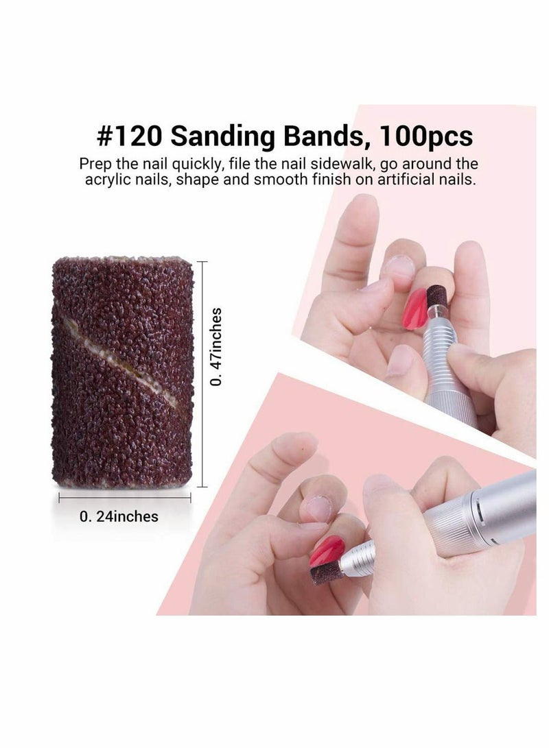 300 Pcs Professional Sanding Bands for Nail Drill, 80 Coarse, 120 Medium, 180 Fine Grit File Sand Piece Set