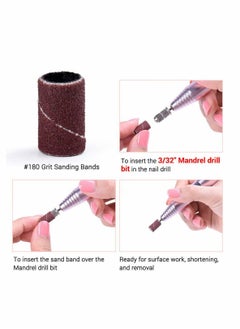 KASTWAVE 300 Pcs Professional Sanding Bands for Nail Drill, 80 Coarse, 120 Medium, 180 Fine Grit File Sand Piece Set  - Image 3