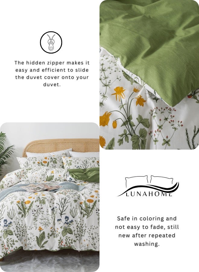 LUNA Home Queen size 6 piece bedding set adorned with green leaves. - Image 5