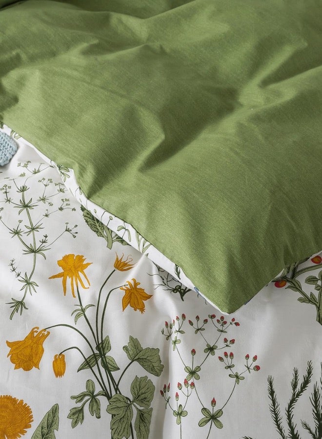 LUNA Home Queen size 6 piece bedding set adorned with green leaves. - Image 2