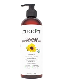 Pura d'or 100% PURE USDA Organic Premium Grade Sunflower Oil 16 Fl oz 