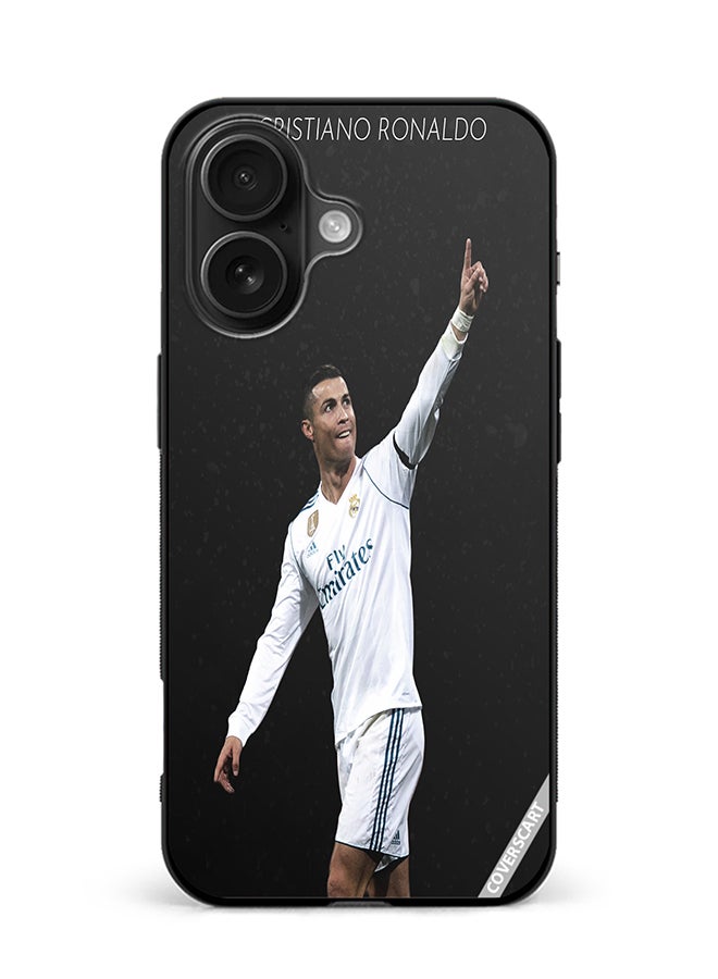 Protective Case Cover For Apple iPhone 16 Ronaldo Design Black