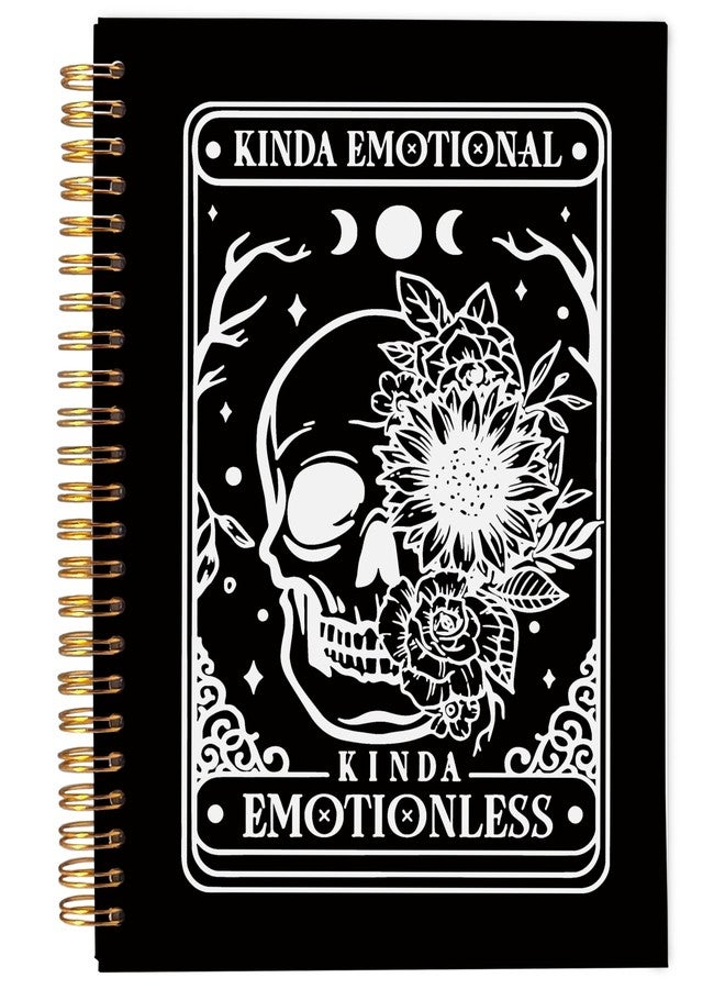 Ecezatik Floral Skull Notebook, Goth Gothic Notebook Journal, Witchy Journal, Goth Office Supplies, Spiral Notebook 5.5x8.3, Kinda Emotion Kinds Emotionless - Image 1