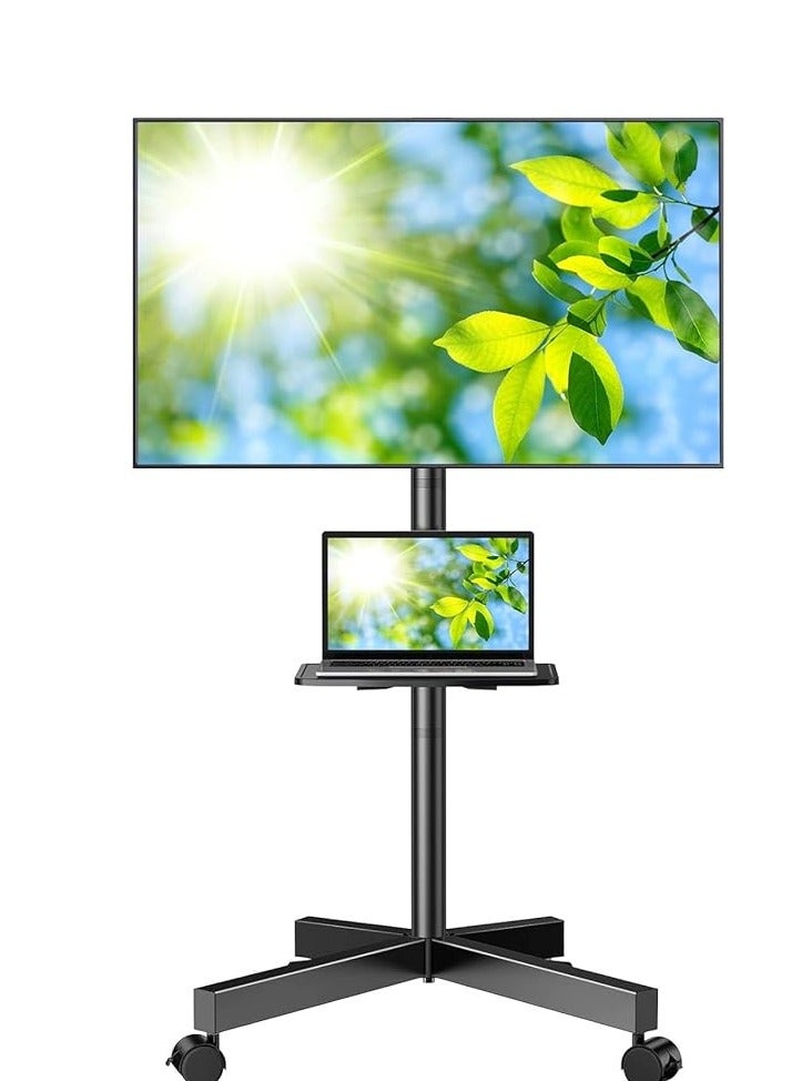 PERLESMITH Mobile TV Stand for 23-60 Inch LCD LED Flat/Curved Panel Screen TVs, Tilt TV Cart Max VESA 400x400 Portable TV Stand with Laptop Shelf Rolling Floor TV Stand Holds up to 88Lbs - Image 1