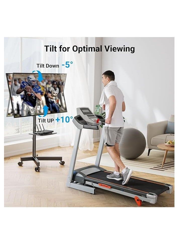 PERLESMITH Mobile TV Stand for 23-60 Inch LCD LED Flat/Curved Panel Screen TVs, Tilt TV Cart Max VESA 400x400 Portable TV Stand with Laptop Shelf Rolling Floor TV Stand Holds up to 88Lbs - Image 4