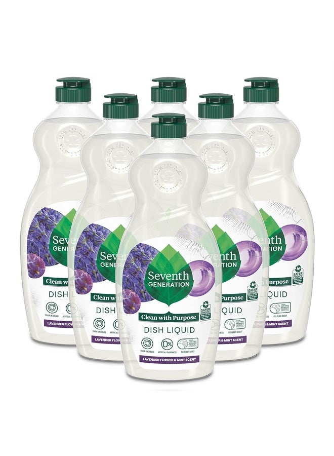 Seventh Generation Dish Soap Liquid, Lavender Flower & Mint, 19 oz, Pack of 6  - Image 1