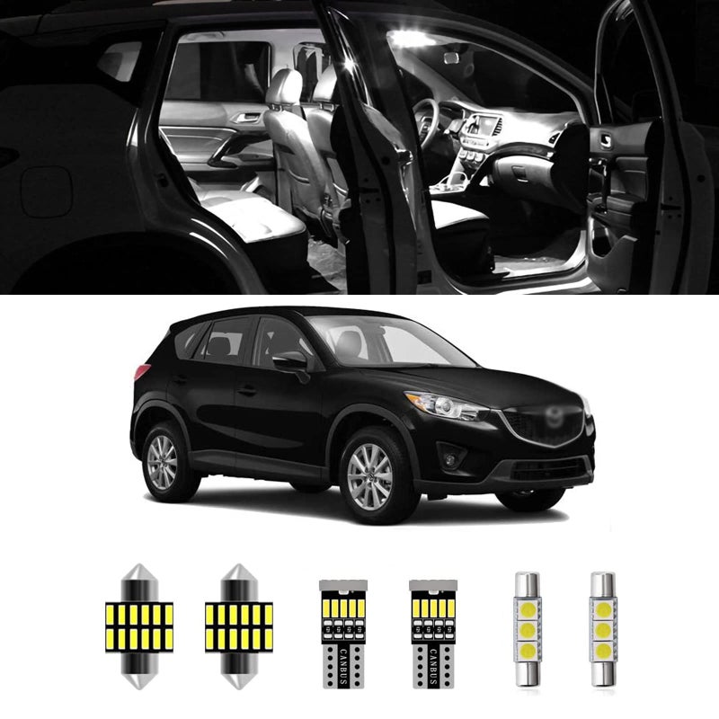 مجموعة أضواء LED داخلية لمازدا CX5 مكونة من 9 قطع، لمبات خريطة وسقف فائقة السطوع لعام 2013 2014 2015 2016 2017 2018 2019 2020 2021 لجميع طرازات مازدا CX5