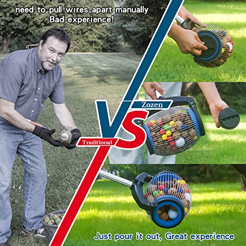 Zozen Nut Gatherer, Acorn Picker Upper, Pecan Picker Upper - Side Opening Dump, Apply to Acorns, Pecans, Buckeyes, Hickory Nuts, Nerf Balls, Golf Balls, Objects Size 3/8'' to 1''; 1 Gallon - Image 5