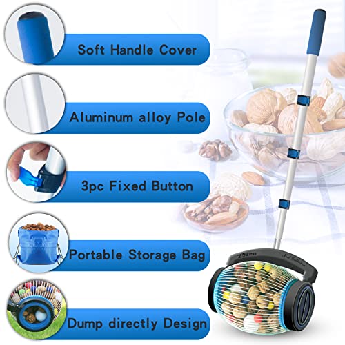 Zozen Nut Gatherer, Acorn Picker Upper, Pecan Picker Upper - Side Opening Dump, Apply to Acorns, Pecans, Buckeyes, Hickory Nuts, Nerf Balls, Golf Balls, Objects Size 3/8'' to 1''; 1 Gallon - Image 4