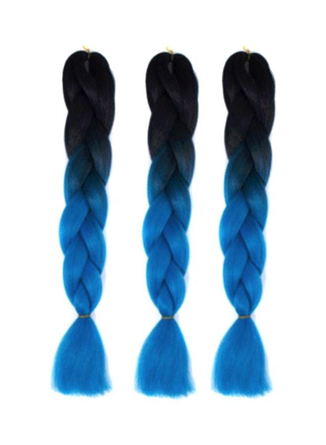 NIBEMINENT 3-Piece Braided Hair Extension Black/Blue 50cm