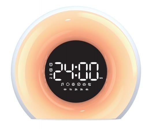 himster Soundsleep 3 in 1 Portable Wake Up Light with White Noise Player for Babies and Adults Alarm ClockColored Sunrise and Sunset Simulation Tap Snooze with Auto Timer