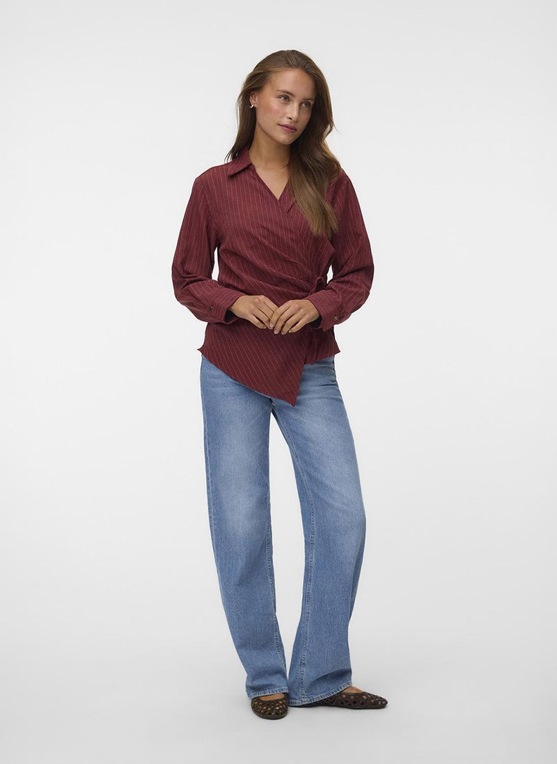 VERO MODA Women's VMROWAN Long Sleeve Wrap Top Woven - Image 3