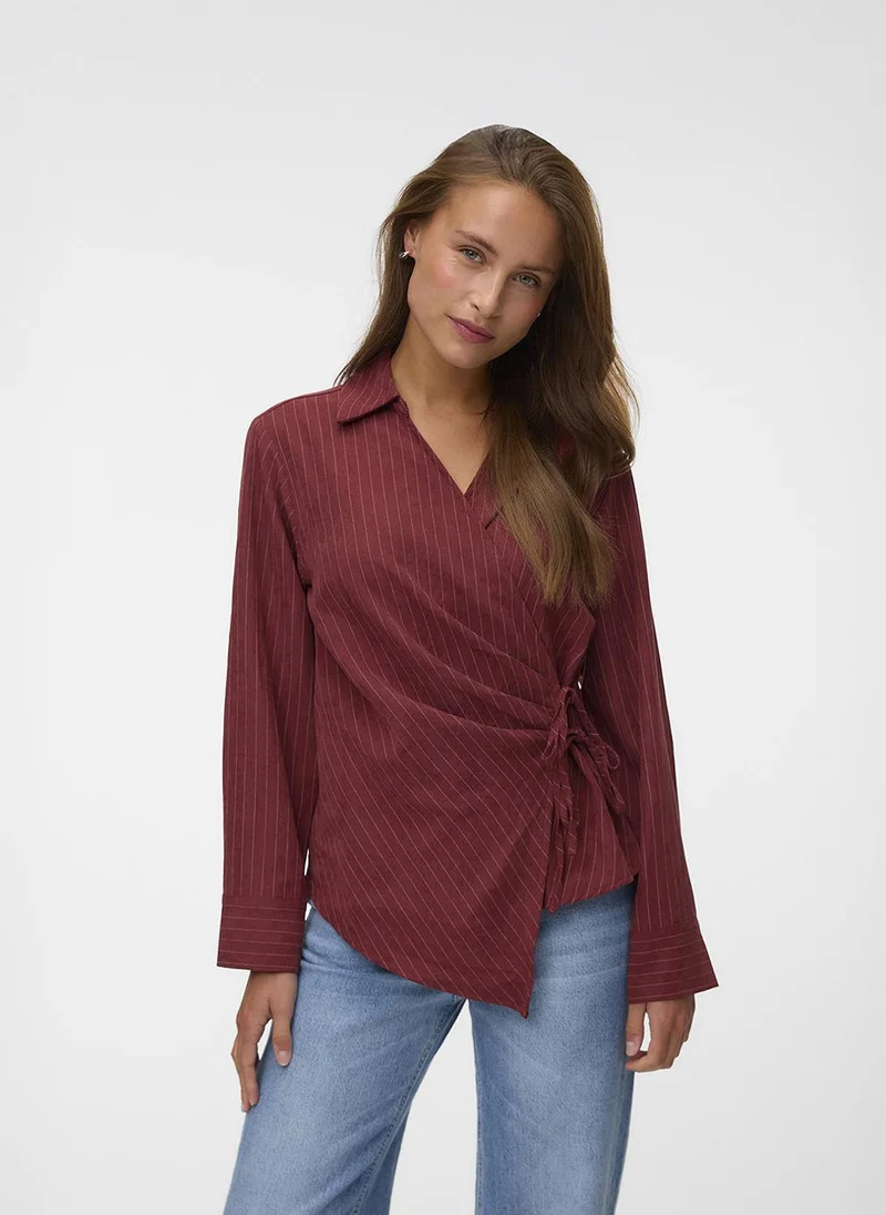 فيرو مودا Women's VMROWAN Long Sleeve Wrap Top Woven