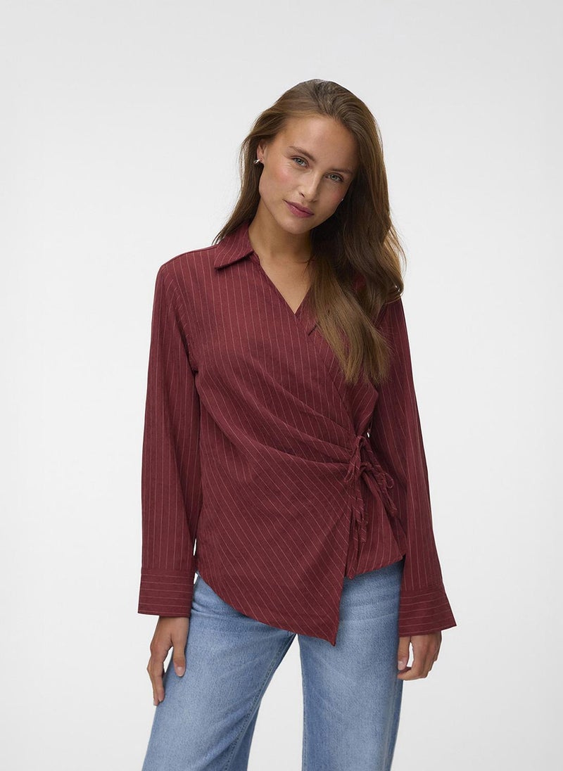 VERO MODA Women's VMROWAN Long Sleeve Wrap Top Woven - Image 1