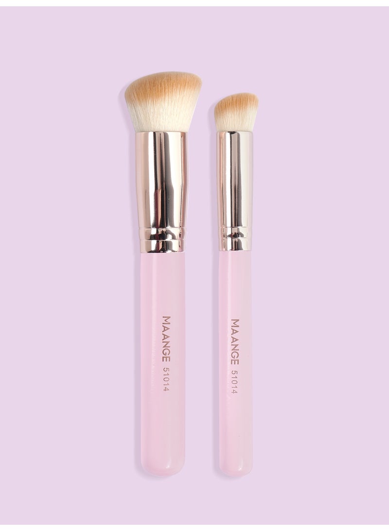 MAANGE Makeup Brushes 2 Pcs Makeup Brush Set for Foundation Concealer Brush, Premium Quality Make up Brushes,Pink - Image 2