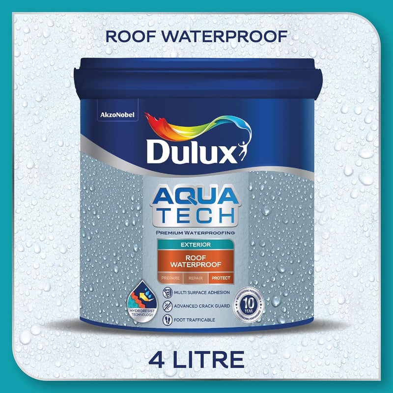 Dulux Aquatech Roof Waterproof with Solar Reflective Coating, Prevents Water Seepage & Reduce Surface Temperature Upto 10 Degree & 10 Years Waterproofing Cooling Performance, 4 Liter - Image 2