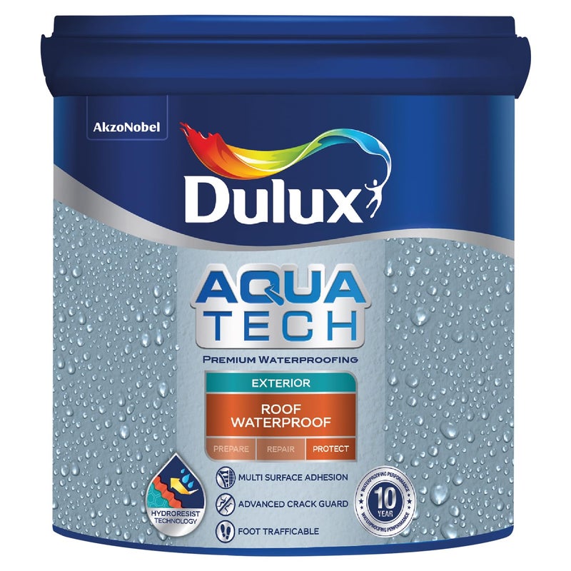 Dulux Aquatech Roof Waterproof with Solar Reflective Coating, Prevents Water Seepage & Reduce Surface Temperature Upto 10 Degree & 10 Years Waterproofing Cooling Performance, 4 Liter - Image 1