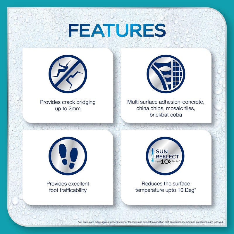 Dulux Aquatech Roof Waterproof with Solar Reflective Coating, Prevents Water Seepage & Reduce Surface Temperature Upto 10 Degree & 10 Years Waterproofing Cooling Performance, 4 Liter - Image 3