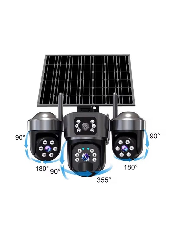 Gulf Trend WiFi Solar Security Camera 4K PTZ Triple Lens with Dual WiFi, 8W Solar Panel, 8000mAh Rechargeable Battery, AI Motion Detection, Color Night Vision, Two-Way Audio, Waterproof Outdoor Surveillance Camera - Image 2