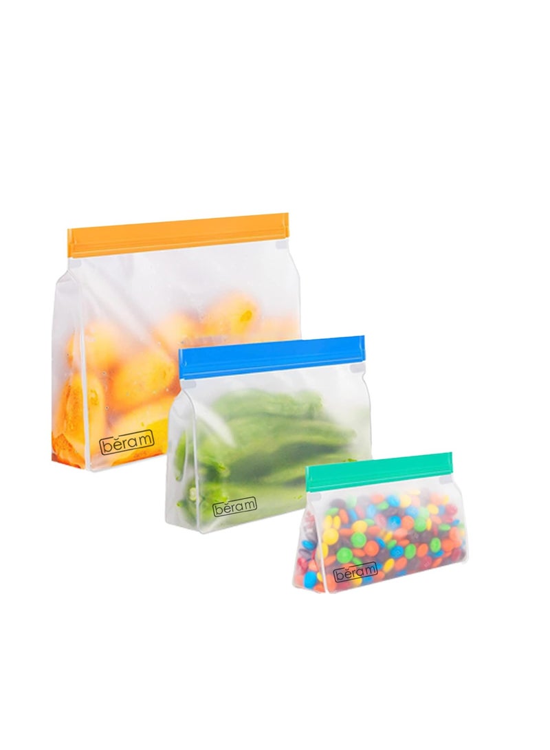 بيرام أكياس تخزين قابلة لإعادة الاستخدام من بيرام عبوة كبيرة 5 قطع حافظة ستاندنغ شبيهة بزيبلوك آمنة لغسالة الصحون مانعة للتسرب خالية من مادة BPA مصنوعة من مادة PEVA آمنة للفريزر مناسبة للغداء والسندويشات آمنة للطعام ومناسبة للرحلات والسفر - Image 5