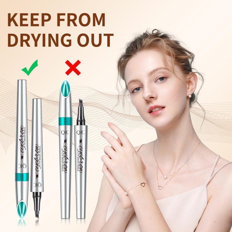 QIC Eyebrow 4 Tip Brow Pencil, Microblading Pen Waterproof Long-Lasting with Upgrade Micro-Fork Tip Applicator for Natural Brows (Reddish Brown-03) - Image 5