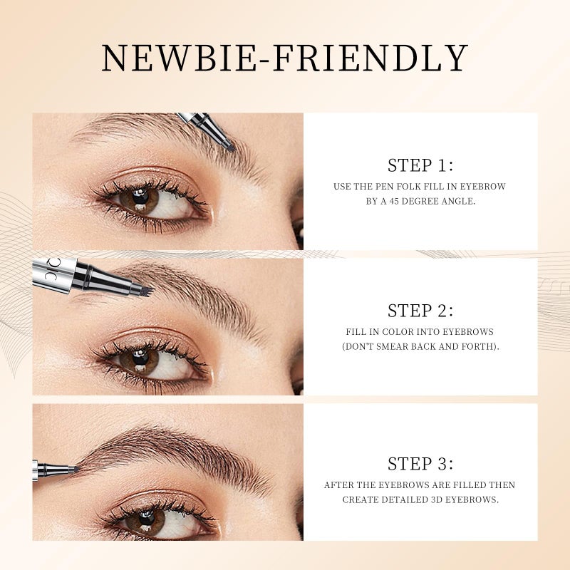 QIC Eyebrow 4 Tip Brow Pencil, Microblading Pen Waterproof Long-Lasting with Upgrade Micro-Fork Tip Applicator for Natural Brows (Reddish Brown-03) - Image 3