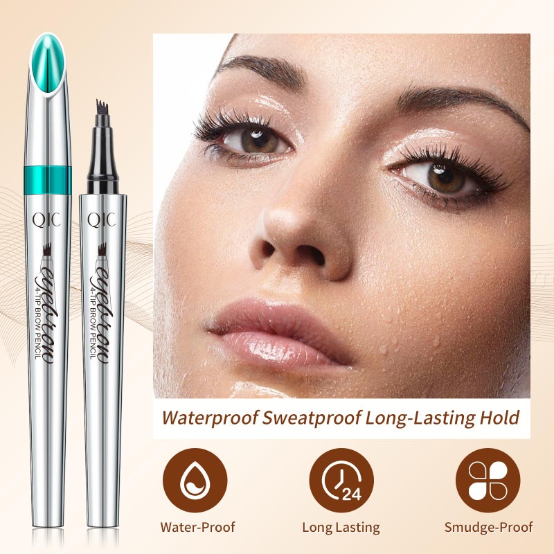 QIC Eyebrow 4 Tip Brow Pencil, Microblading Pen Waterproof Long-Lasting with Upgrade Micro-Fork Tip Applicator for Natural Brows (Reddish Brown-03) - Image 4