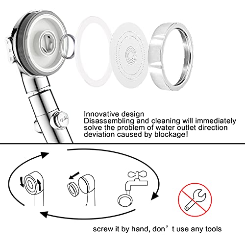 Nosame Shower,High Pressure Handheld Shower Head with ON/Off Pause Switch 3-Settings Water Saving Showerhead, Chrome Finish Bathroom 1.6 GPM Shower Accessorie - Image 5