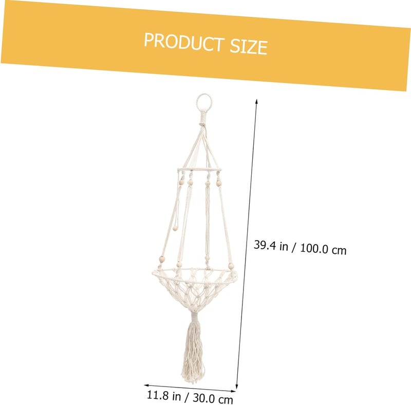 Handwoven Bohemian Cat Hammock Bed 30cm Hanging Swing for Kittens to 10lbs Indoor Decorative Macrame Pet Bed - Image 2