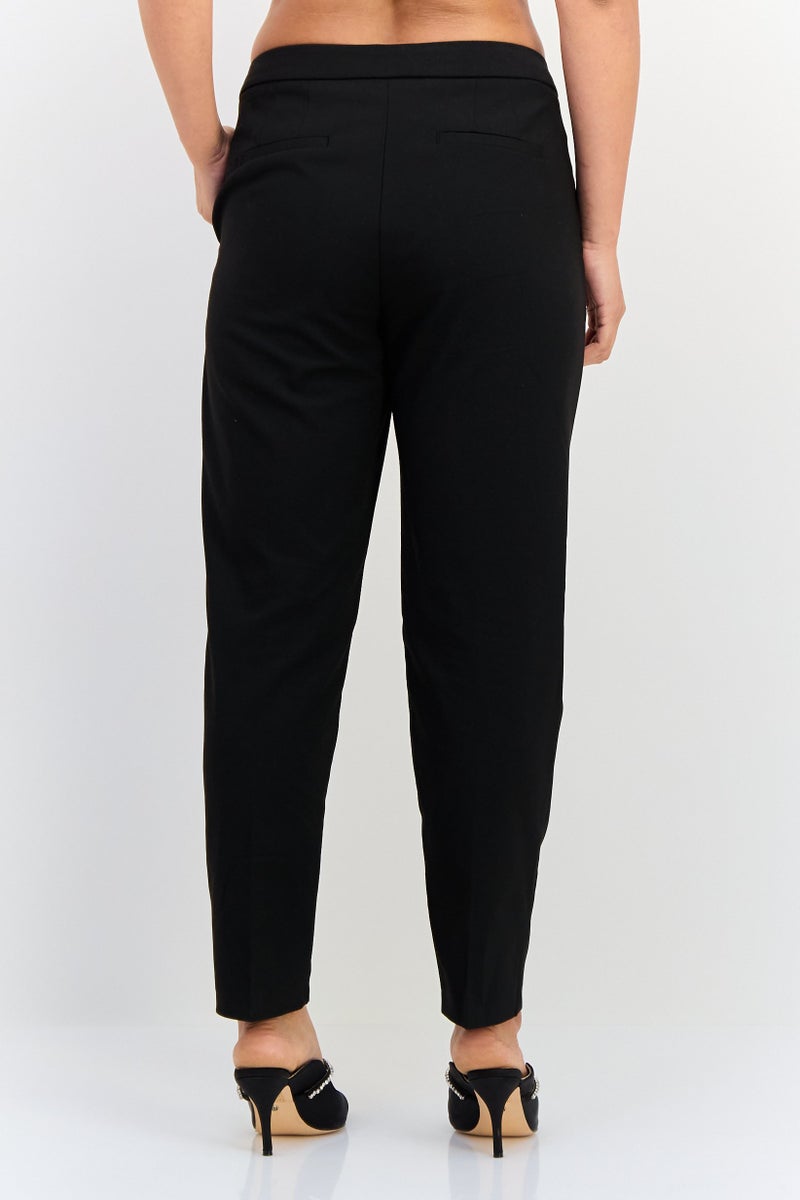 KOTON Women Regular Fit Solid Dress Pants, Black - Image 2