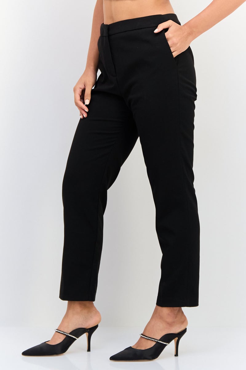 KOTON Women Regular Fit Solid Dress Pants, Black - Image 4