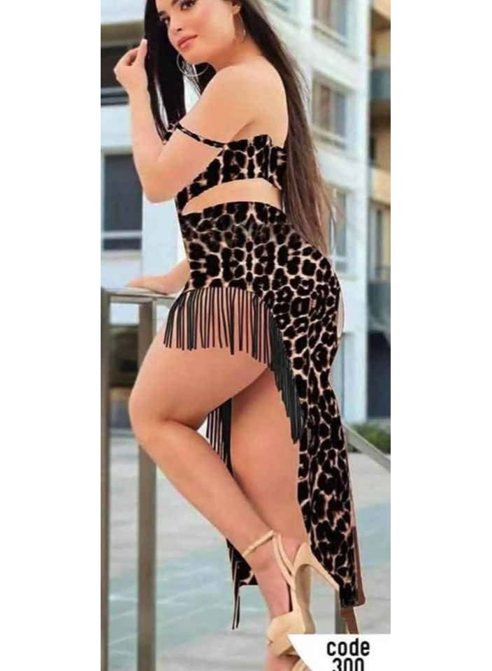 Lycra butter-length women's lingerie nightgown with fringe embellishments - long babydoll with a side slit and feminine design - Image 4