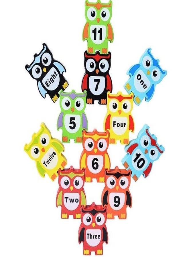 SHORO Wooden Owl Balancing Stacking Blocks, 12 Piece Building Blocks Numbers Sorting Toys | Balancing Game | Learning Educational Baby Stacking Toys for Kids 3+ Years Boys & Girls - Image 3