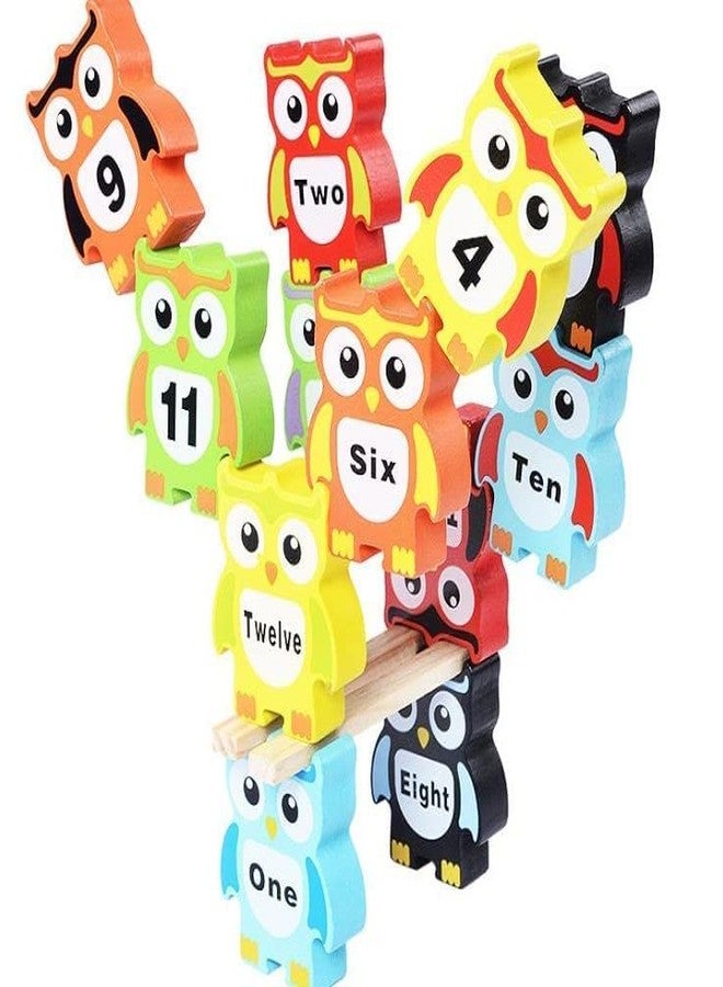 SHORO Wooden Owl Balancing Stacking Blocks, 12 Piece Building Blocks Numbers Sorting Toys | Balancing Game | Learning Educational Baby Stacking Toys for Kids 3+ Years Boys & Girls - Image 1
