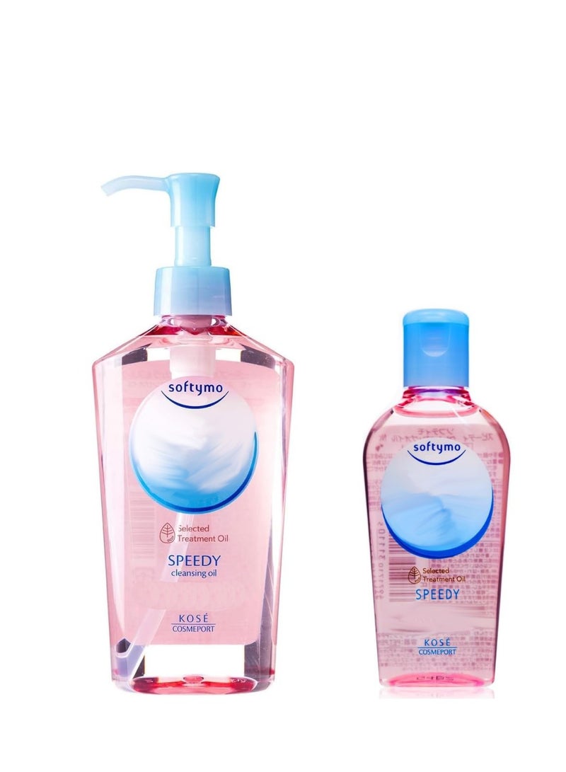SOFTYMO Kose Softymo Speedy Cleansing Oil 7.77floz(230ml) Pump And Travel-size 2.02floz(60ml) For Travel - Image 1