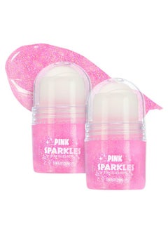 Expressions Expressions 2pc Pink Sparkles Roll-On Glitter Set - Strawberry Scented Roll On Body Glitter & Face Glitter, Smooth Rollerball Tip Glitter Stick Face & Body Makeup for Shimmer & Shine  - Image 1