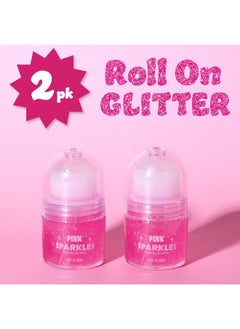 Expressions Expressions 2pc Pink Sparkles Roll-On Glitter Set - Strawberry Scented Roll On Body Glitter & Face Glitter, Smooth Rollerball Tip Glitter Stick Face & Body Makeup for Shimmer & Shine  - Image 2
