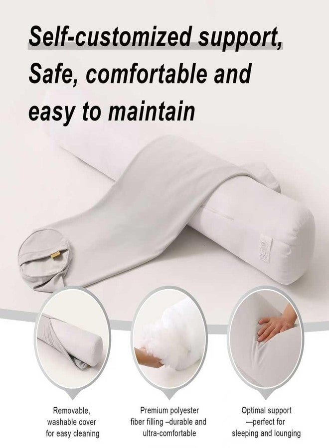 Ailuteie Long Pillow for Bed - Round Bolster Pillow for Adults, Body Pillow for Sleeping, Ergonomic Support,47.24x 7.87 Inches,Silver Gray - Image 4