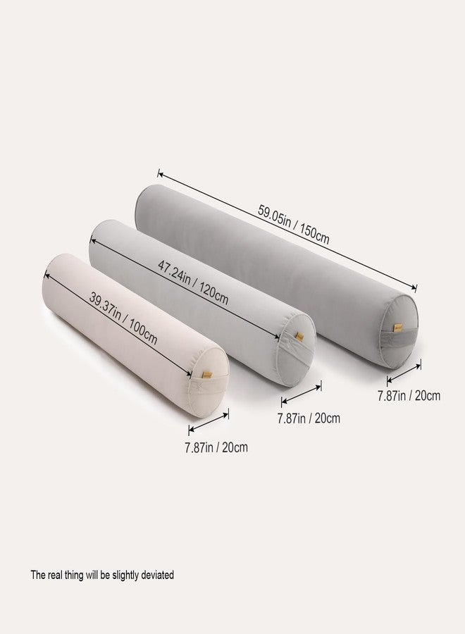 Ailuteie Long Pillow for Bed - Round Bolster Pillow for Adults, Body Pillow for Sleeping, Ergonomic Support,47.24x 7.87 Inches,Silver Gray - Image 3
