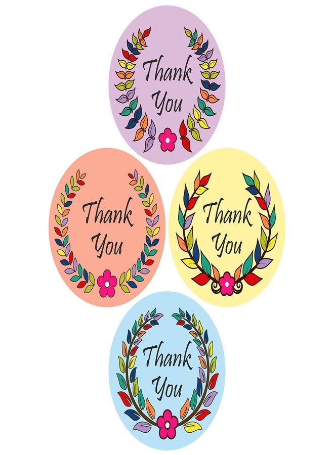 PG Creations Thank You Stickers for Small Business, Floral Frame Design, 1.5x1.5 Inch, Small Size Paper Labels, Multicolour, Pack of 250 - Image 2