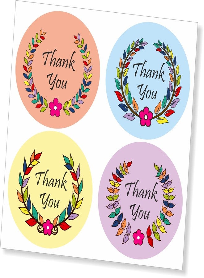 PG Creations Thank You Stickers for Small Business, Floral Frame Design, 1.5x1.5 Inch, Small Size Paper Labels, Multicolour, Pack of 250 - Image 1