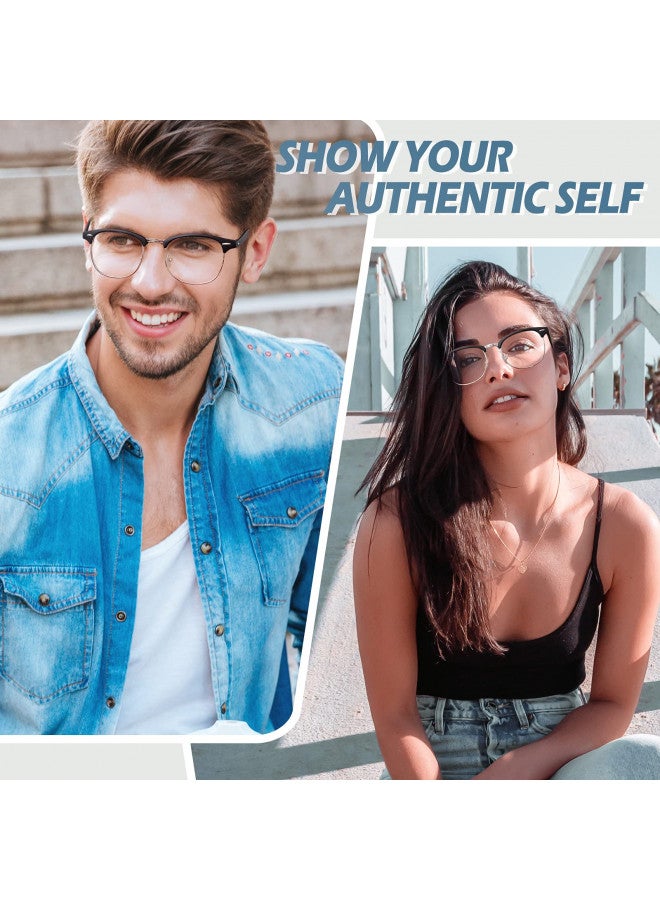 CGID Happy Store CN56 Vintage Inspired Classic Horn Rimmed Half Frame Nerd UV400 Clear Lens Glasses,Matte Black - Image 1