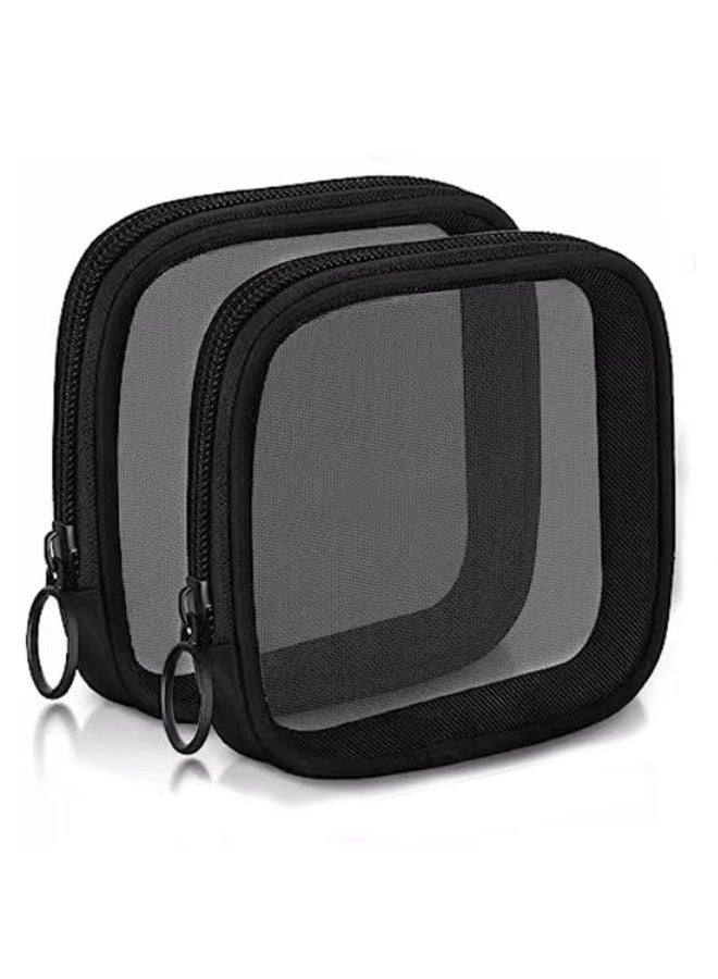 2 قطعة حقيبة مكياج صغيرة شبكية صغيرة للسفر حقيبة مستحضرات تجميل للسفر حقيبة أدوات تجميل صغيرة شبكية لتنظيم أدوات الزينة بسحاب - Image 1