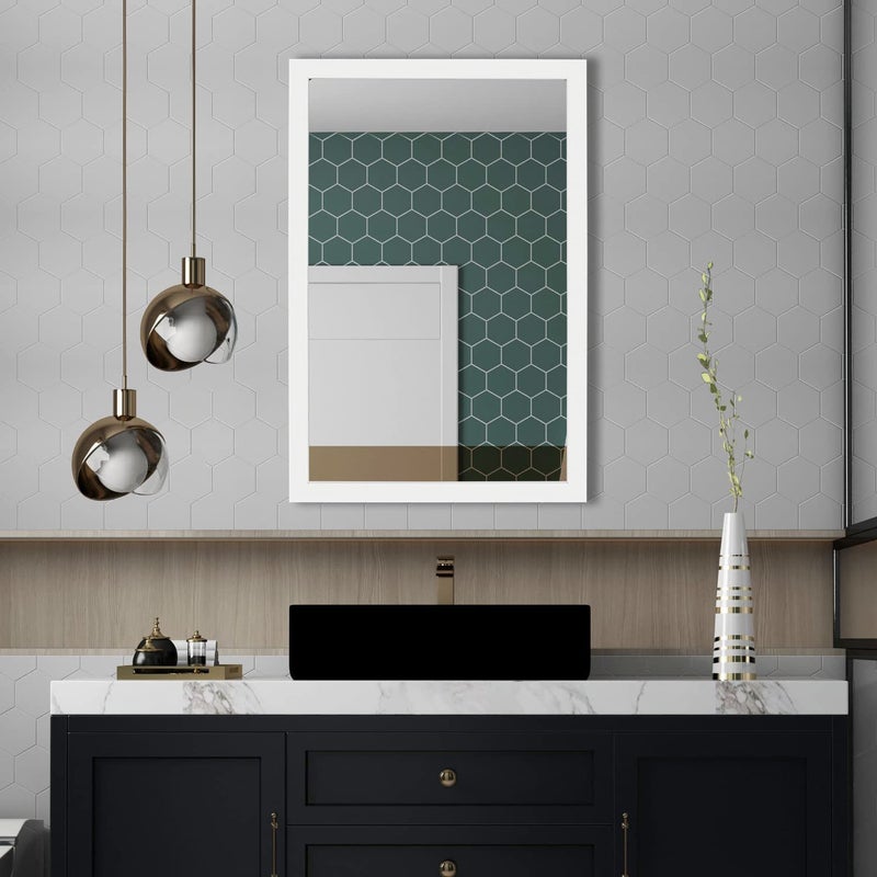 Ruomeng Rectangular Wall Mirror 24 x 36 for Bathroom Bedroom Entryway Living Room White