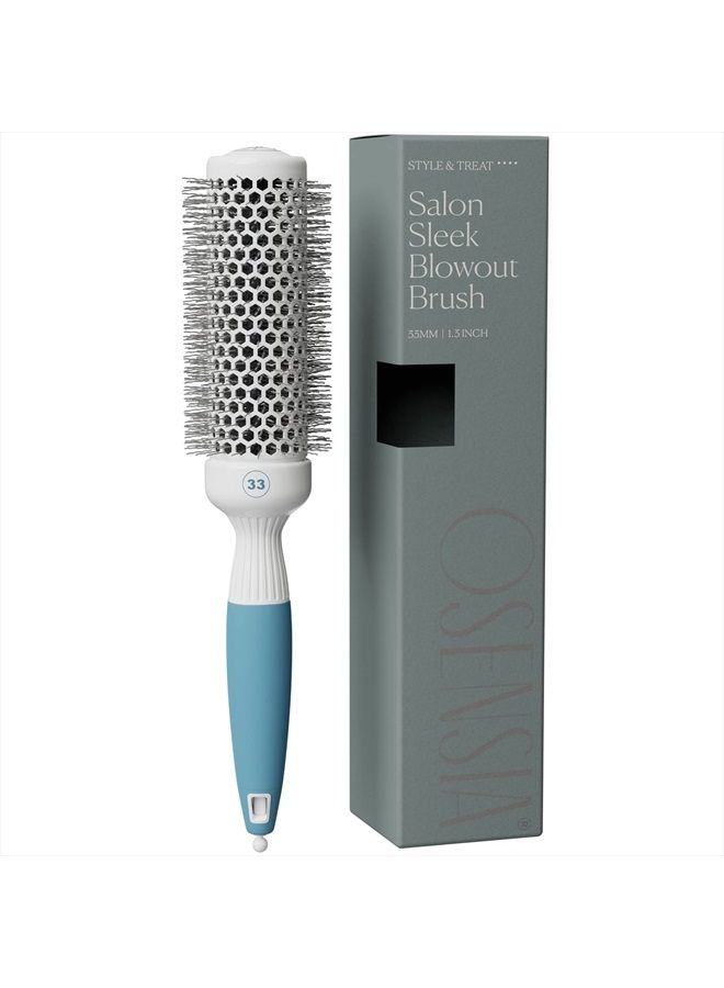 Osensia Professional Round Brush for Blow Drying - Small Ceramic Ionic Thermal Barrel Brush for Sleek, Precise Heat Styling and Salon Blowout - Lightweight Round Hair Brush (1.3 Inch) (Not Electrical) - Image 1