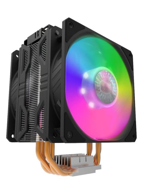 Hyper 212 LED Turbo RGB ( 1 FAN ) CPU Air Cooler - Jet Black Aluminium Finish, 4 Continuous Direct Contact Heat Pipes with Fins, Dual Sickle Flow 120 RGB Fans, RGB LED Controller