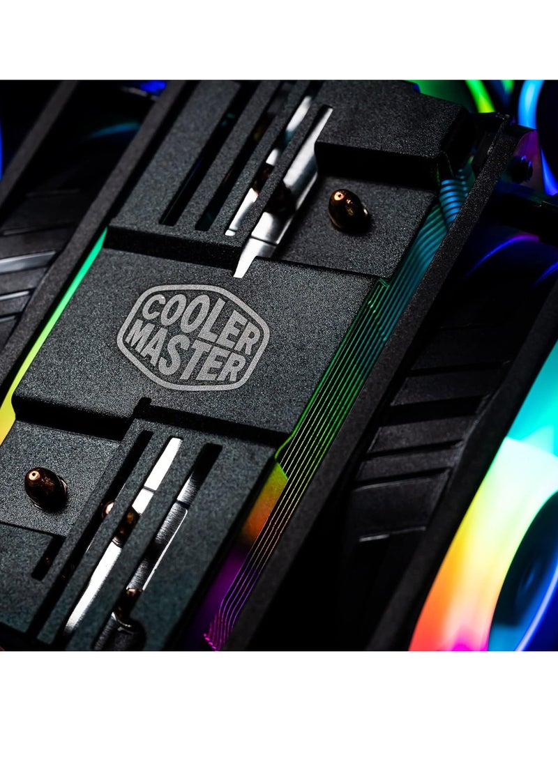 COOLER MASTER - Hyper 212 LED Turbo RGB ( 1 FAN ) CPU Air Cooler - Jet Black Aluminium Finish, 4 Continuous Direct Contact Heat Pipes with Fins, Dual Sickle Flow 120 RGB Fans, RGB LED Controller - Image 1