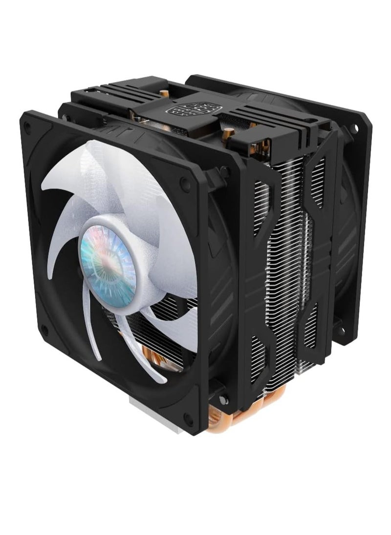 COOLER MASTER - Hyper 212 LED Turbo RGB ( 1 FAN ) CPU Air Cooler - Jet Black Aluminium Finish, 4 Continuous Direct Contact Heat Pipes with Fins, Dual Sickle Flow 120 RGB Fans, RGB LED Controller - Image 1