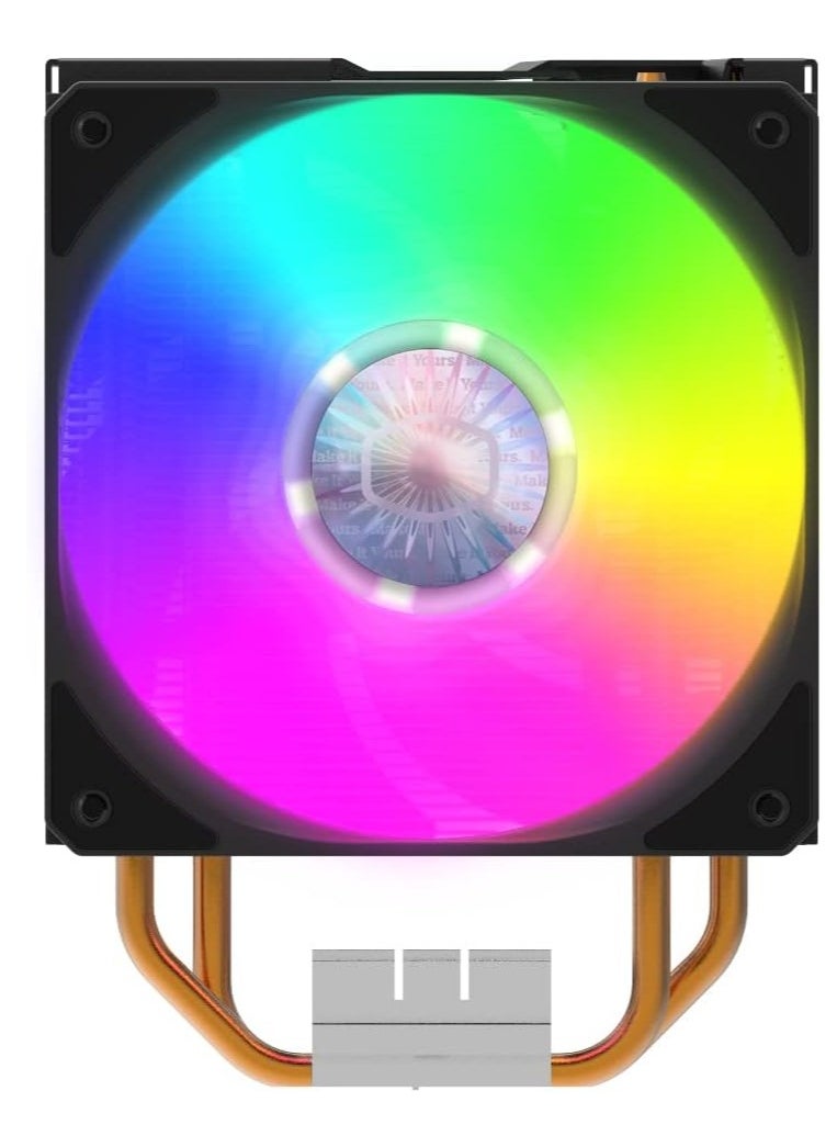 COOLER MASTER - Hyper 212 LED Turbo RGB ( 1 FAN ) CPU Air Cooler - Jet Black Aluminium Finish, 4 Continuous Direct Contact Heat Pipes with Fins, Dual Sickle Flow 120 RGB Fans, RGB LED Controller - Image 1