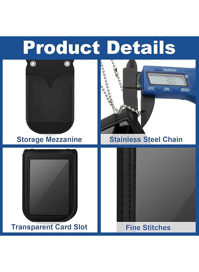 erorex Neck Chain Badge Holder Leather Police Badge Holder Security Card Holder With Inside Id Storage Universal Chain Badge Sleeve For Police Firefighter Detective Rectangle - Image 3